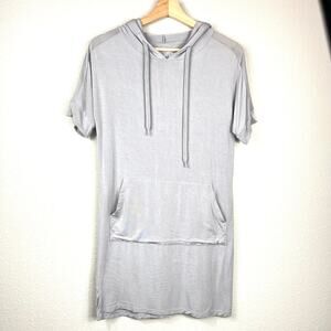 Gold's Gym Women's Athletic T-shirt Hooded Mini Dress Small Pockets Vented Logo